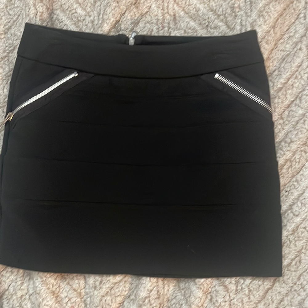 Zippered Black Bandage Skirt
